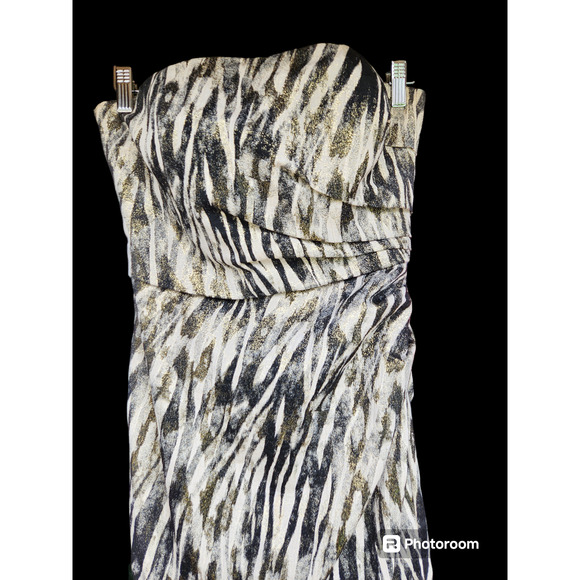 Badgley Mischka Strapless Ruched Cocktail Gown Long Dress 6 - Picture 2 of 7